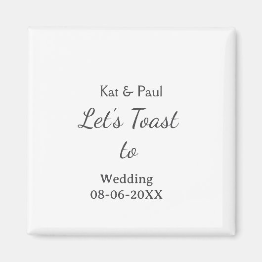 Let's toast to wedding add name date simple couple magneet (Voorkant)