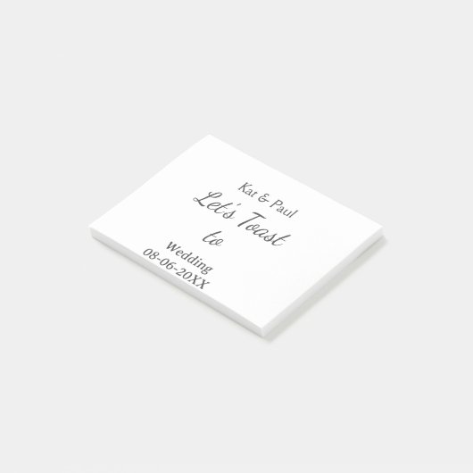 Let's toast to wedding add name date simple couple post-it® notes (Schuin)