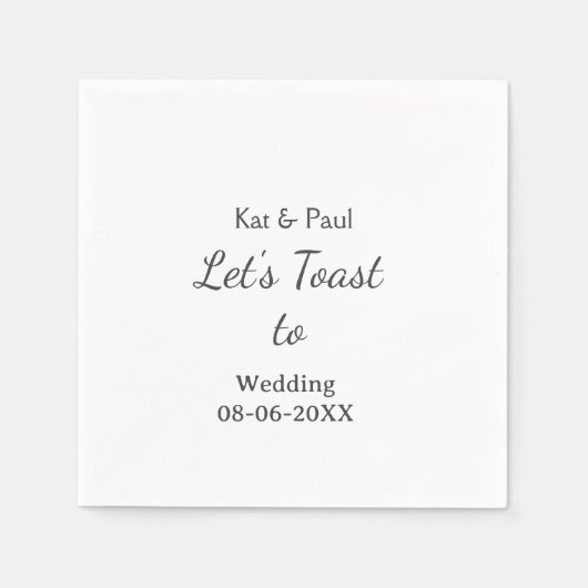 Let's toast to wedding add name date simple couple servet (Voorkant)