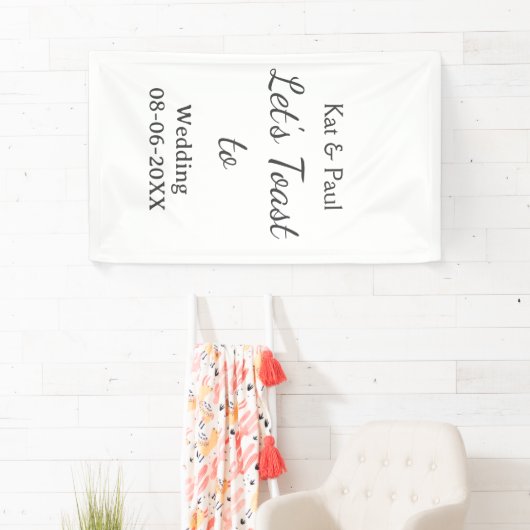 Let's toast to wedding add name date simple couple spandoek (Insitu)