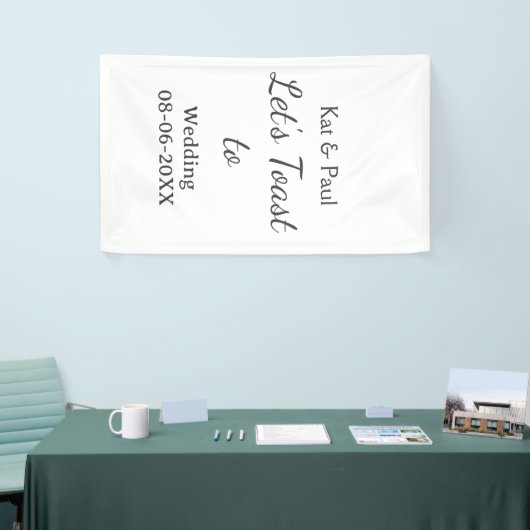 Let's toast to wedding add name date simple couple spandoek (Beurs)
