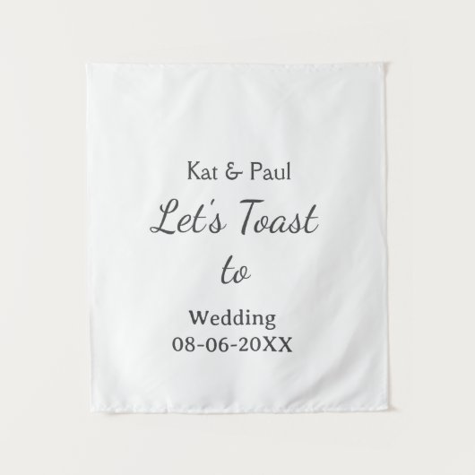 Let's toast to wedding add name date simple couple wandkleed (Voorkant)