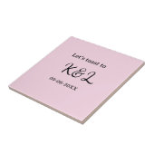 Let's toast to wedding engagement name letter pink tegeltje (Zijkant)