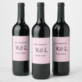Let's toast to wedding engagement name letter pink wijn etiket (Flessen)