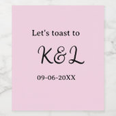 Let's toast to wedding engagement name letter pink wijn etiket (Enkel label)