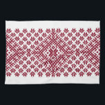Lets traditioneel continu patroonweefsel theedoek<br><div class="desc">Grijs Lets traditioneel patroon - Auseklis - Noordse ster</div>