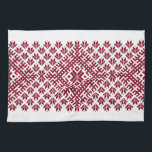 Lets traditioneel continu patroonweefsel theedoek<br><div class="desc">Grijs Lets traditioneel patroon - Auseklis - Noordse ster</div>
