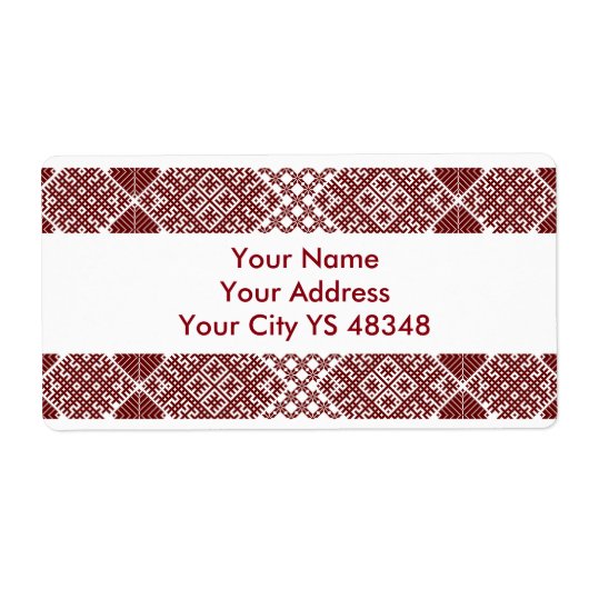 Lets traditioneel ontwerp van de Lielvarde-gordel Etiket (Voorkant)