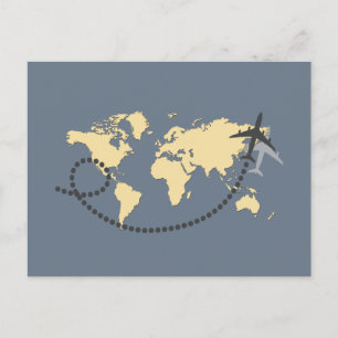 Let's travel the world illustration briefkaart