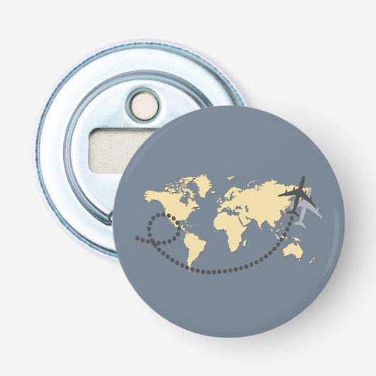 Let's travel the world illustration button flesopener (Voorkant)