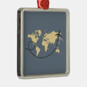 Let's travel the world illustration metalen ornament (Rechts)