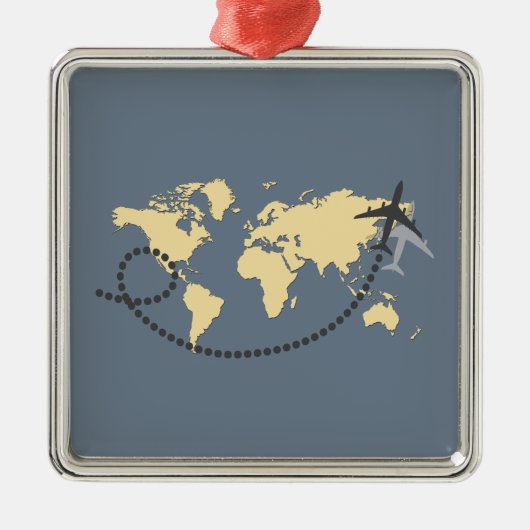 Let's travel the world illustration metalen ornament (Voorkant)