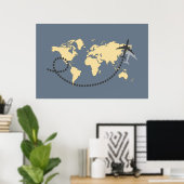 Let's travel the world illustration poster (Thuiskantoor)