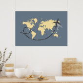 Let's travel the world illustration poster (Keuken)