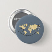 Let's travel the world illustration ronde button 5,7 cm (Voorkant /achterkant)