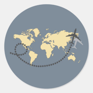 Let's travel the world illustration ronde sticker