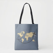 Let's travel the world illustration tote bag (Voorkant)
