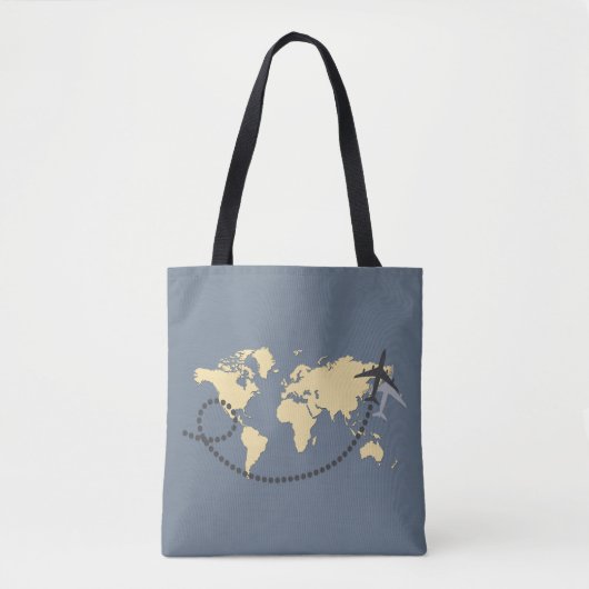Let's travel the world illustration tote bag (Voorkant)
