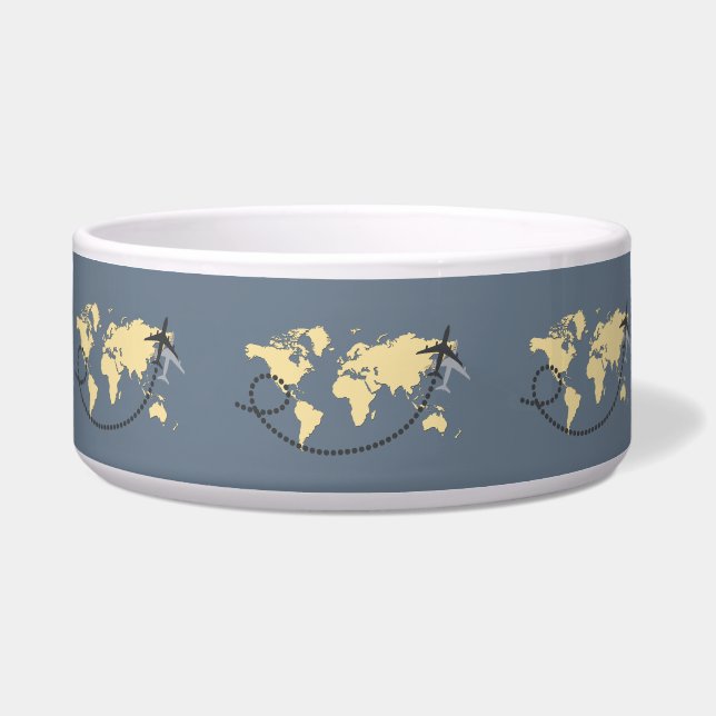 Let's travel the world illustration voerbakje (Voorkant)