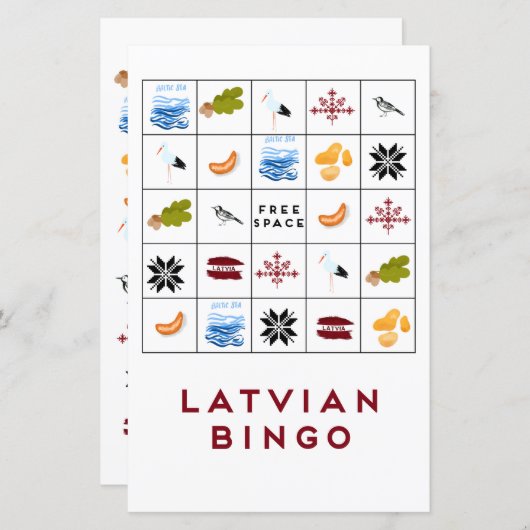 Letse bingo Kaart Versie 6 (Voorkant / Achterkant)