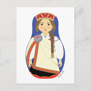 Letse bruine Matryoshka-ansichtkaart Briefkaart