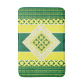 Letse folk geel groen geometrisch Medallion Badmat (Voorkant Verticaal)