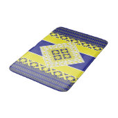 Letse folkkunst blauw geel geometrisch Medallion Badmat (Gekanteld)