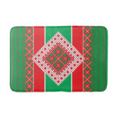 Letse folkkunst rood en groen geometrisch Medallio Badmat (Voorkant)