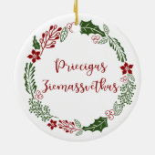 Letse kerst met Merry, Priecīgus Ziemassvētkus Keramisch Ornament (Achterkant)