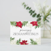 Letse kerst rode poinsettia ziemassvetki briefkaart (Staand voorkant)
