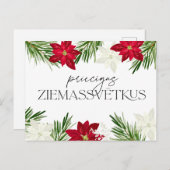 Letse kerst rode poinsettia ziemassvetki briefkaart (Voorkant / Achterkant)