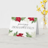 Letse kerst rode poinsettia ziemassvetki kaart (Gele Bloem)