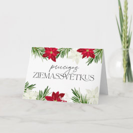 Letse kerst rode poinsettia ziemassvetki kaart