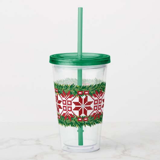 Letse kerststerren acryl drinkbeker (Voorkant)
