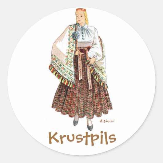 Letse kostuum sticker (Krustpils) (Voorkant)