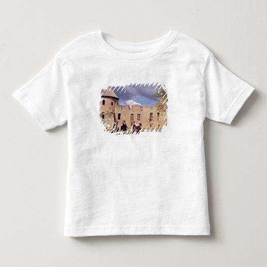 Letse meisjes in traditionele kledij, zingend kinder shirts (Voorkant)