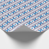 Letse oude borden blauw, rood, witte volkskunst cadeaupapier (Hoek)