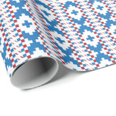 Letse oude borden blauw, rood, witte volkskunst cadeaupapier (Rol Hoek)