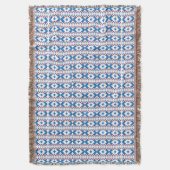 Letse oude borden blauw, rood, witte volkskunst deken (Voorkant Verticaal)