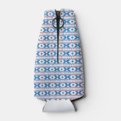 Letse oude borden blauw, rood, witte volkskunst flesjeskoeler (Achterkant)