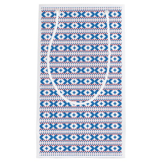 Letse oude borden blauw, rood, witte volkskunst klein cadeauzakje (Voorkant)