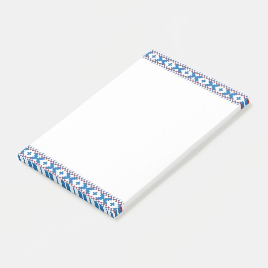 Letse oude borden blauw, rood, witte volkskunst post-it® notes (Schuin)