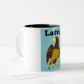 Letse reisposter. tweekleurige koffiemok (Voorkant links)