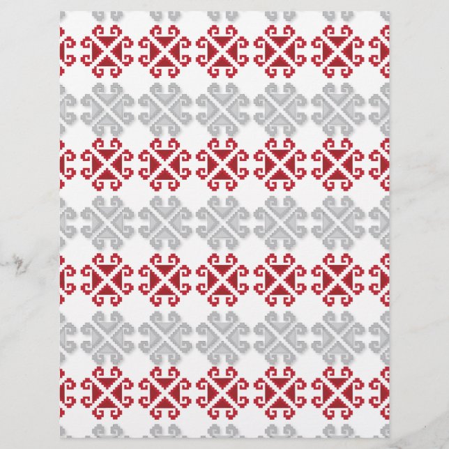 Letse rode en grijze geometrische maan kruis (Voorkant)