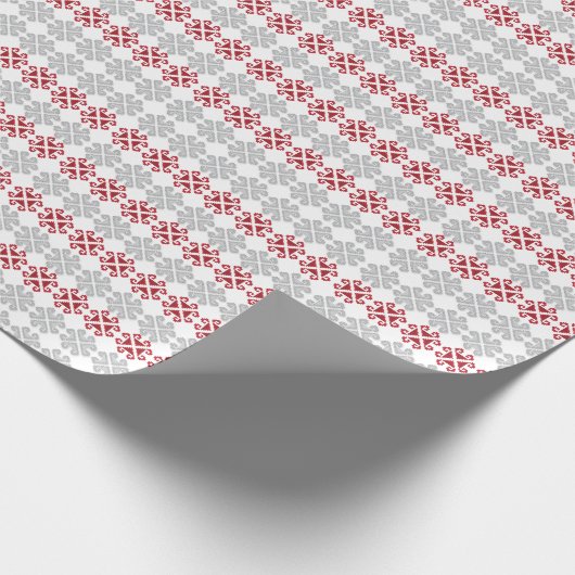 Letse rode en grijze geometrische maan kruis cadeaupapier (Hoek)