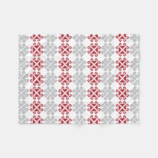 Letse rode en grijze geometrische maan kruis fleece deken (Voorkant (Horizontaal))