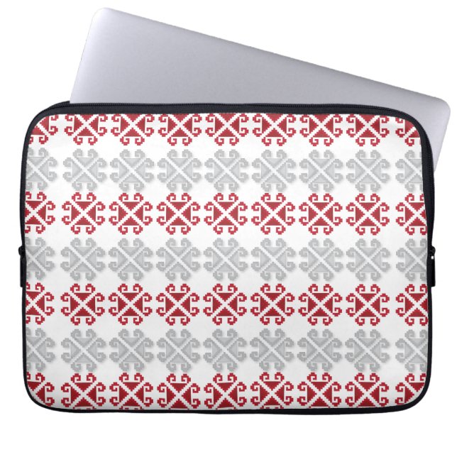 Letse rode en grijze geometrische maan kruis laptop sleeve (Voorkant)