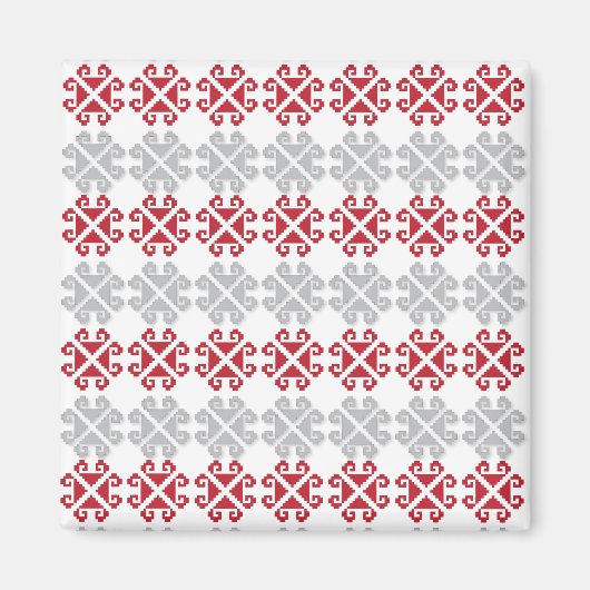 Letse rode en grijze geometrische maan kruis magneet (Voorkant)