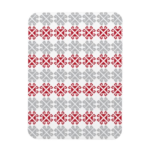 Letse rode en grijze geometrische maan kruis magneet (Verticaal)