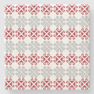 Letse rode en grijze geometrische maan kruis stenen onderzetter